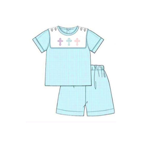 BSSO1550 thanksgiving  cross preorder boy summer outfit 202508