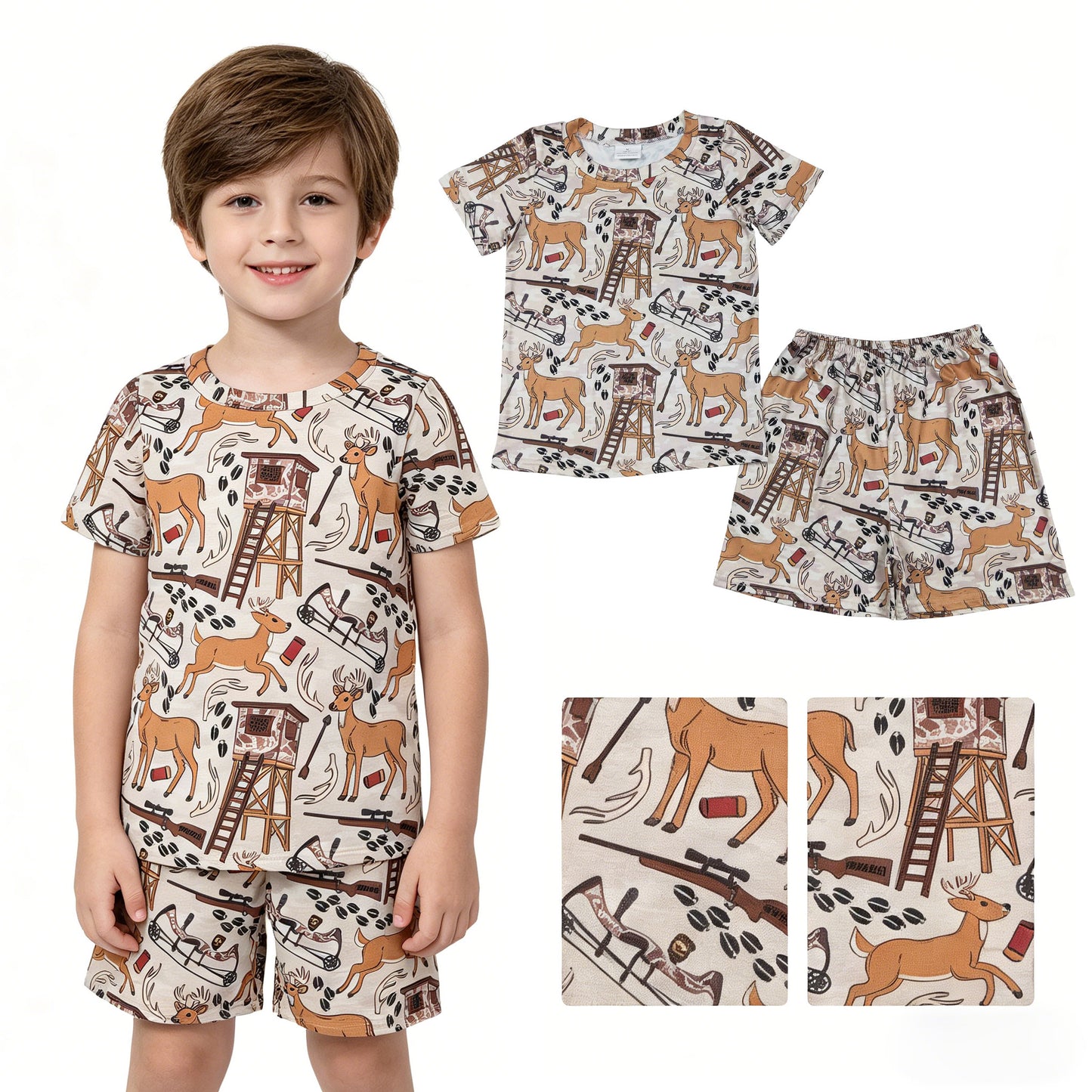 BSSO1559 deer camo hunting western pajamas boy outfit 202604 RTS