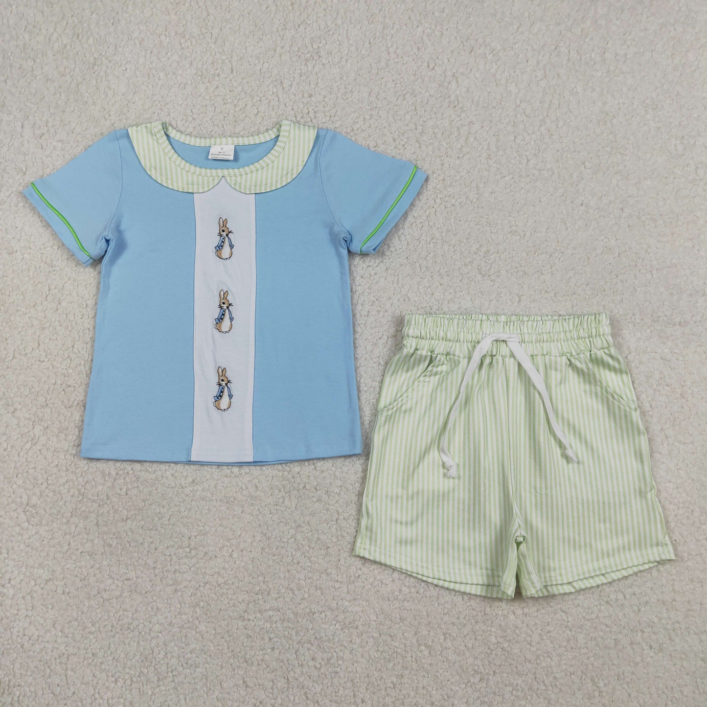 BSSO1564 embroidery Easter rabbit boy outfit 202603 RTS