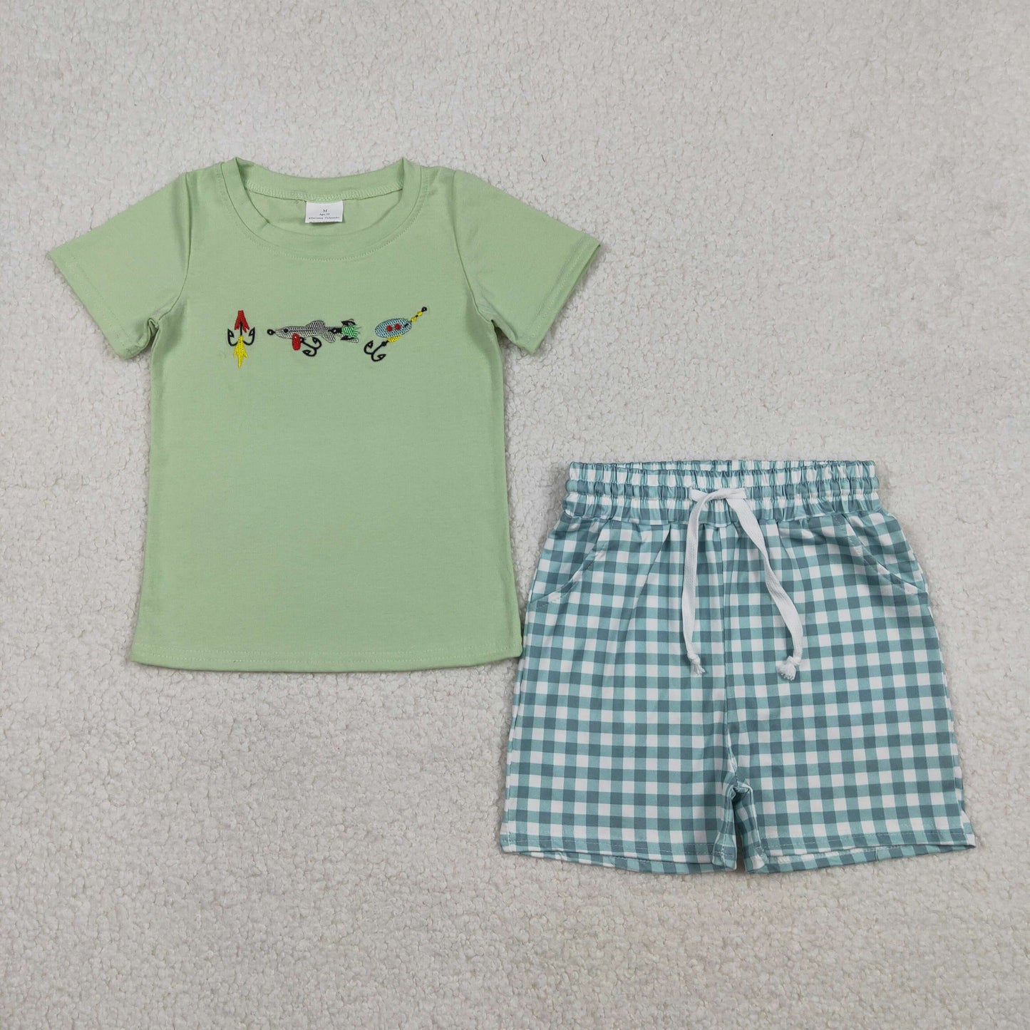 BSSO1621 Embroidery FISH boy summer outfit 202512 RTS