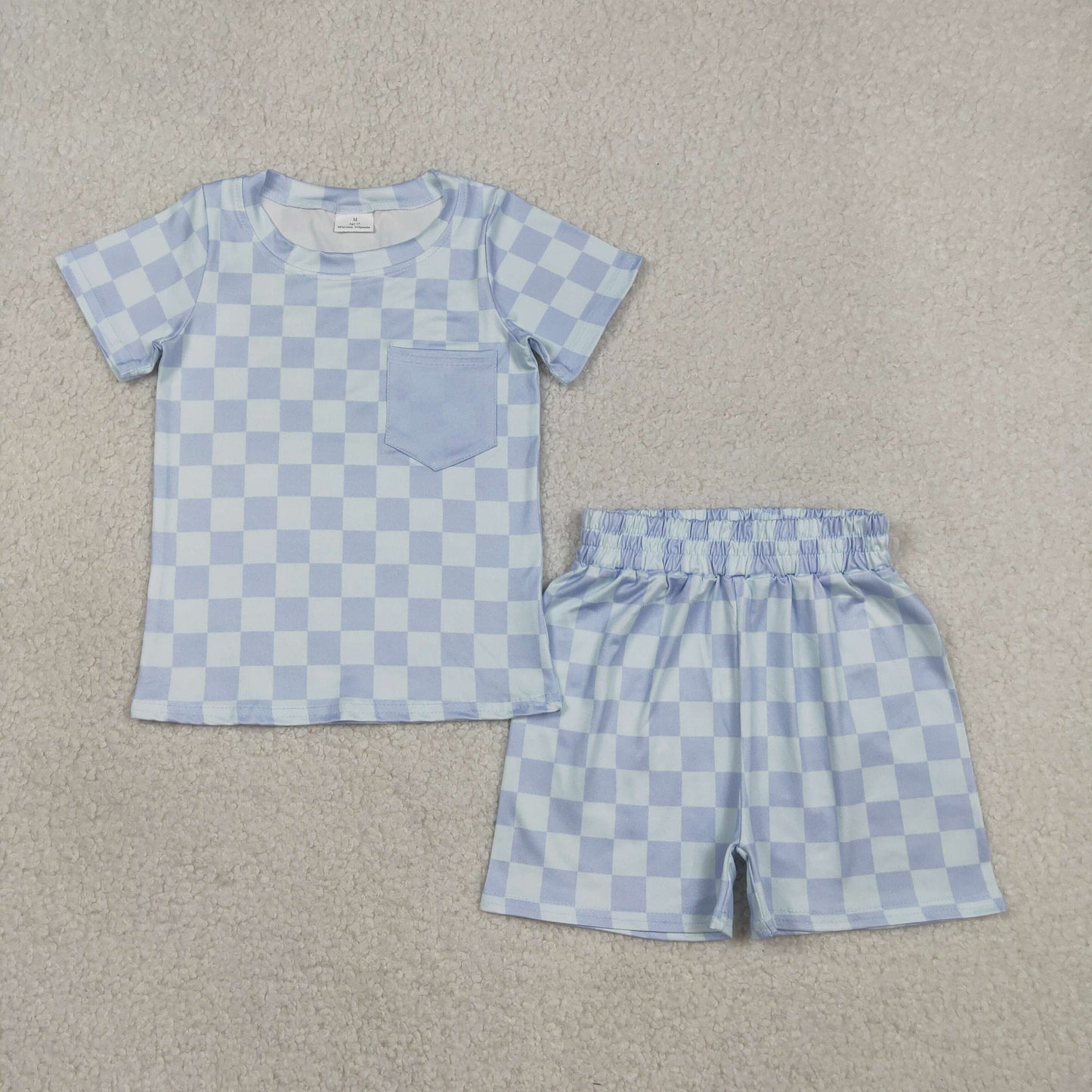BSSO1753 checkerboard pajamas boy outfit 202603 RTS