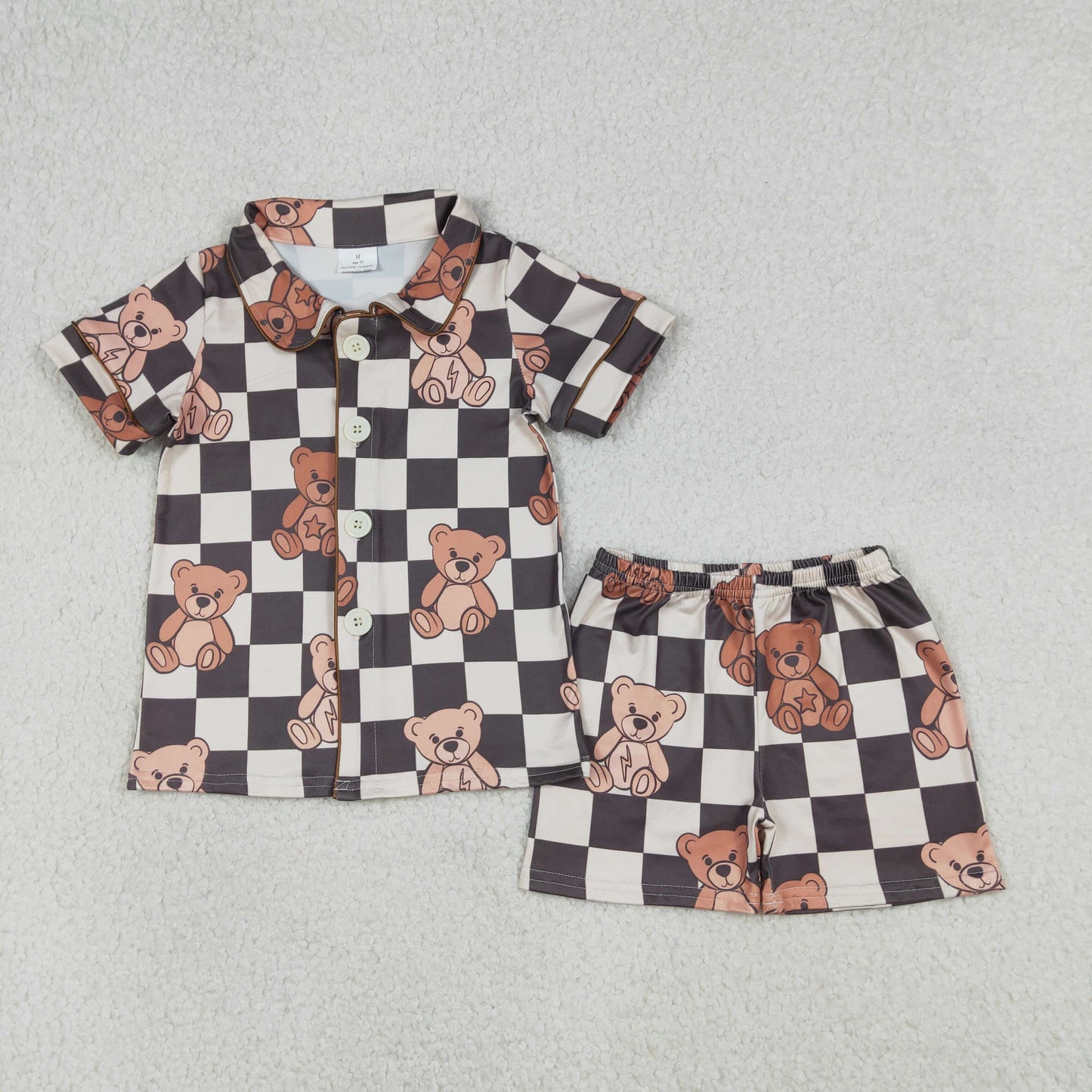 BSSO1774 Checkerboard bear western boy outfit 202512 RTS