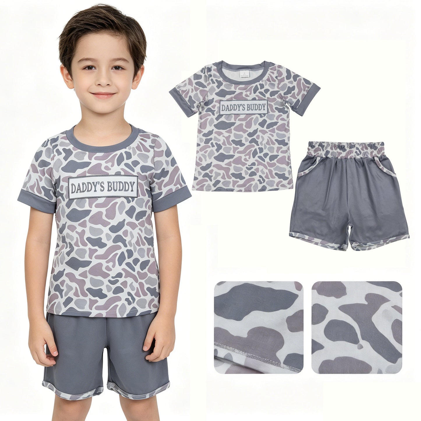 BSSO1838 Embroidery Daddy's buddy camo western boy outfit 202603 rts