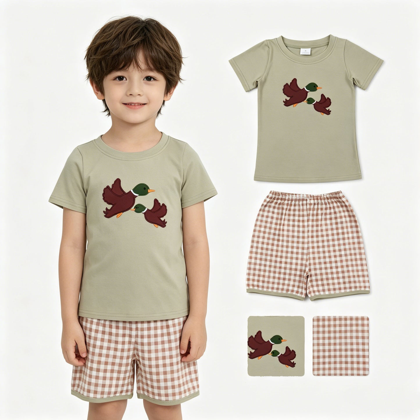 BSSO1867 embroidery duck shorts boy outfit 202604 RTS