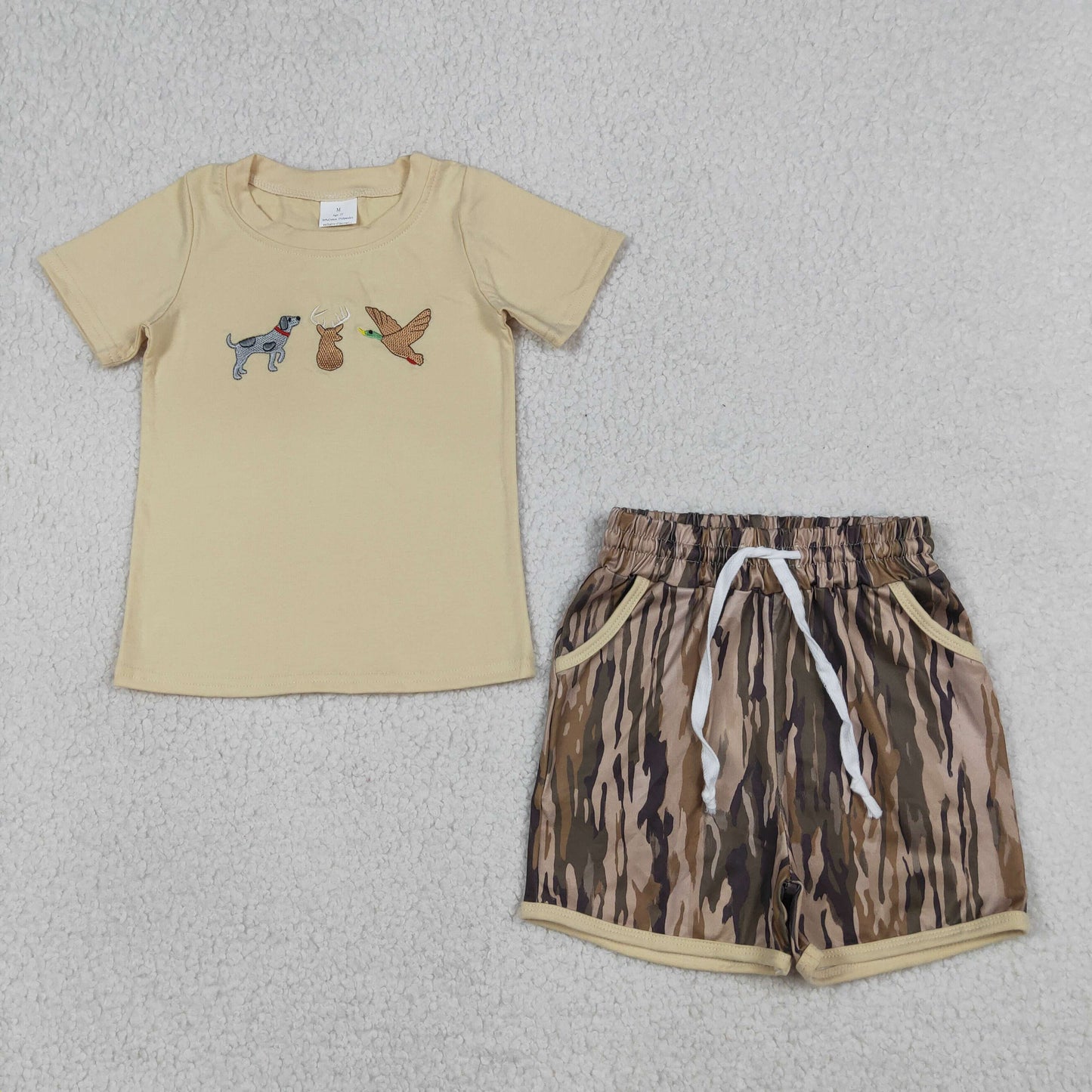 BSSO1927 Embroidery camo dog deer duck boy summer outfit 202604 RTS