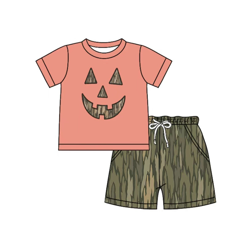 BSSO2043 Halloween pumpkin camo Boys Shorts 2Pcs Set boy outfit 202608 Preorders