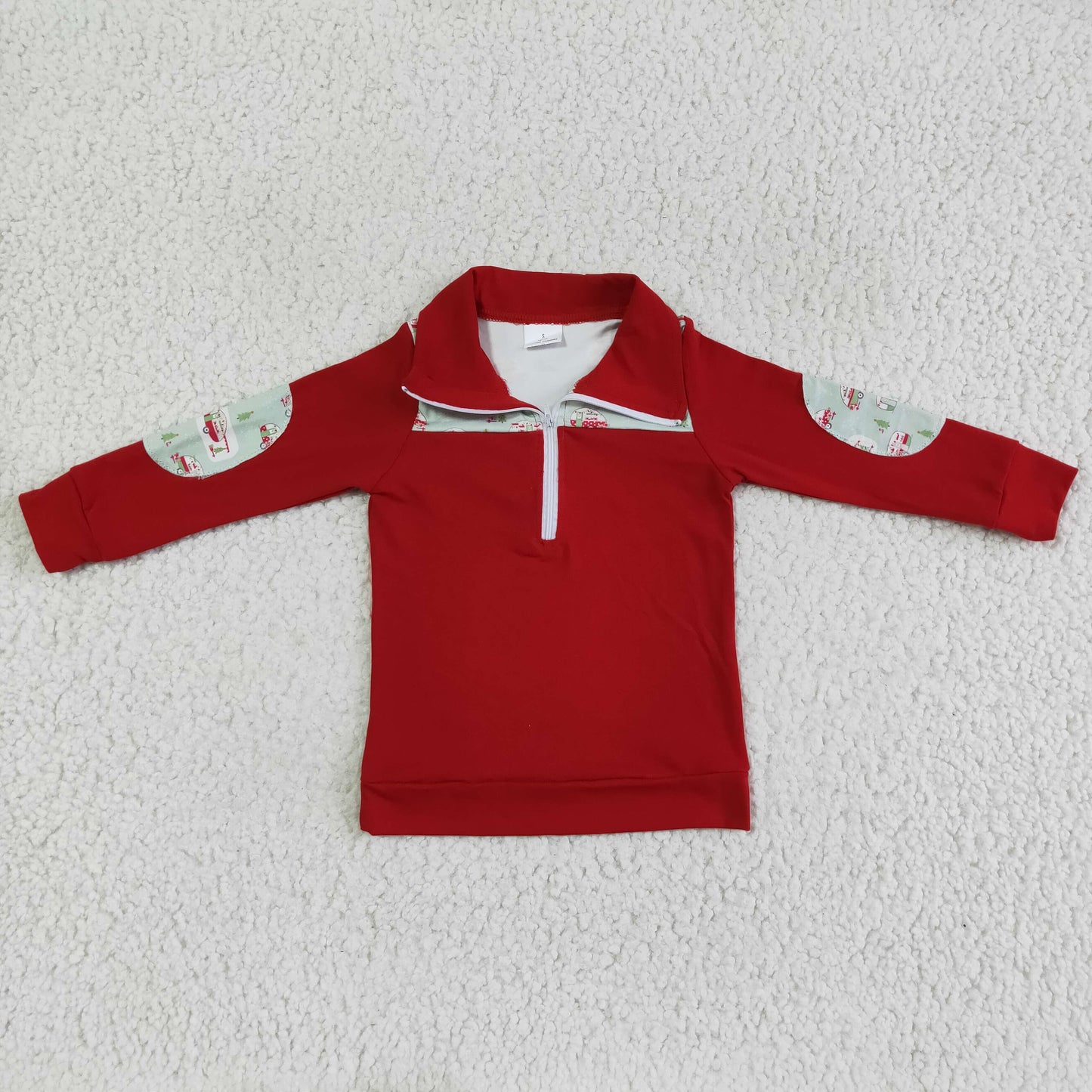 PROMOTION PRICE BT0047 RTS red Christmas tree long sleeves car boy shirt top coat zipper pullover 20230612