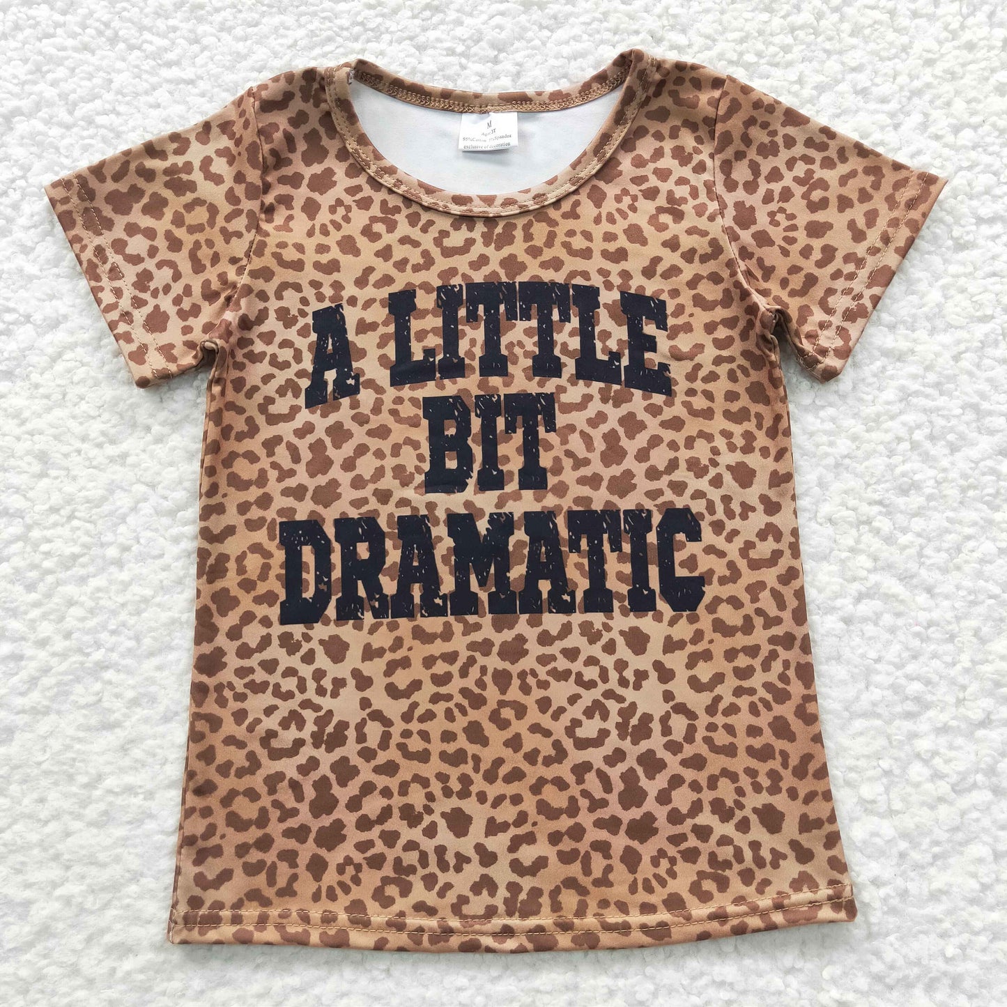 BT0219 little dramatic brown Leopard Short sleeve girl top tee t-shirt 202412 RTS