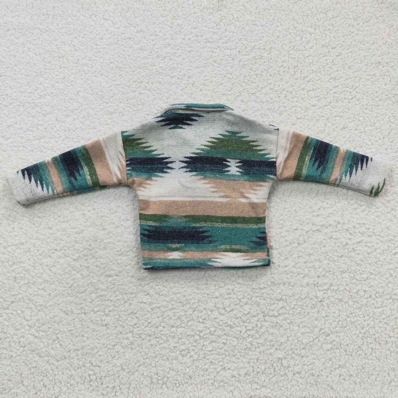 BT0251 green AZTEC western long sleeve Cotton shirt Shackets Jacket children girl boy coat RTS 20230608