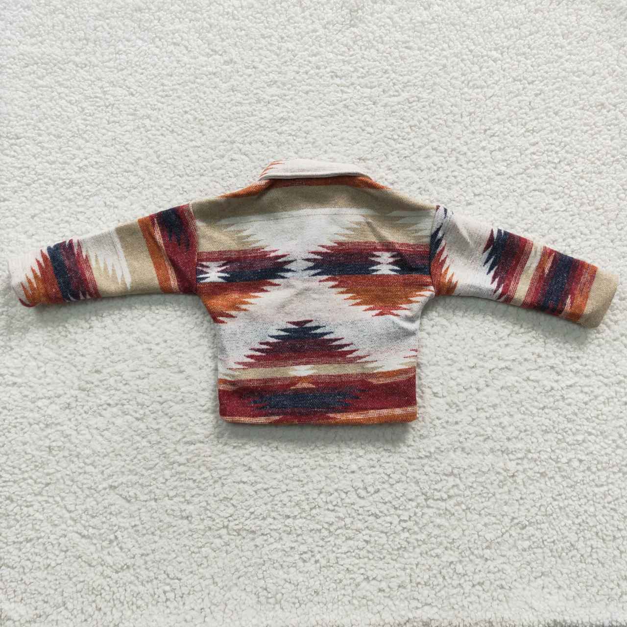 BT0252 brown AZTEC western long sleeve Cotton shirt Shackets Jacket children girl boy coat RTS 20230608