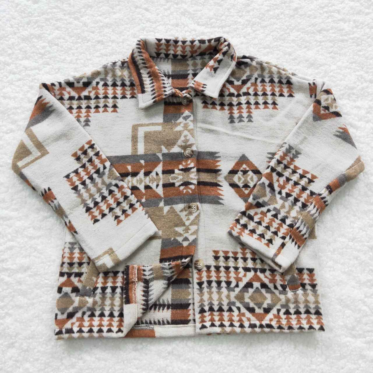 BT0279 green AZTEC western long sleeve Cotton shirt Shackets Jacket children boy coat RTS 20230711