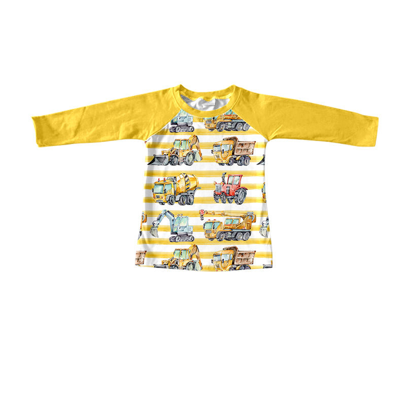 BT0299 yellow excavator long sleeve top boy shirt 20230726 preorder