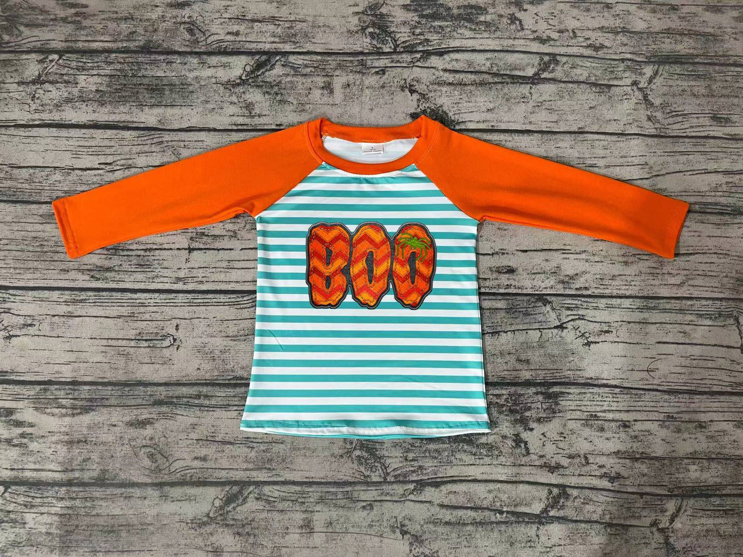 BT0312 yellow embroidery boo halloween long sleeve top boy shirt 20230816 preorder