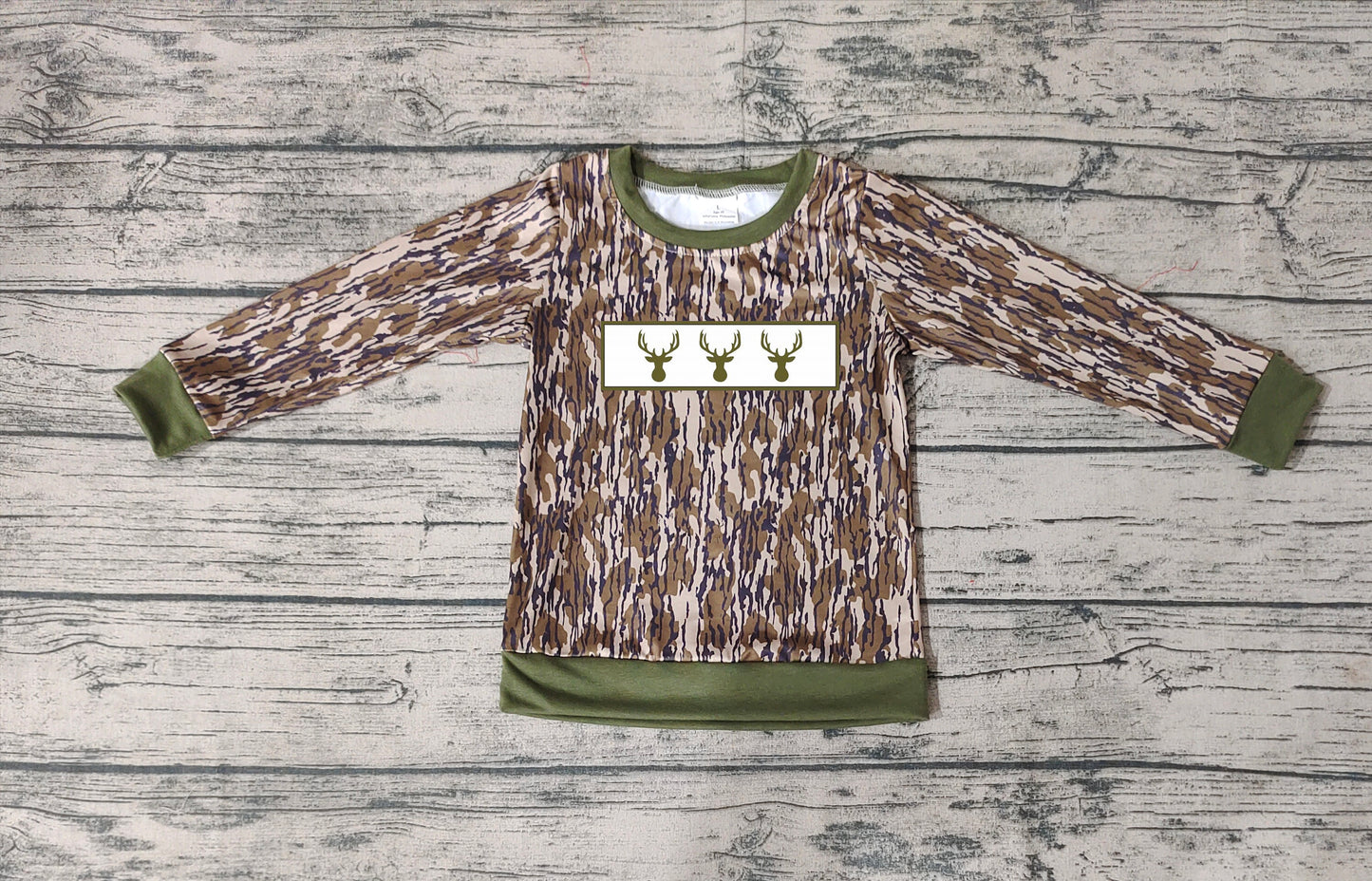 BT0377 embroidery deer camo top tee girl t-shirt RTS 20231107