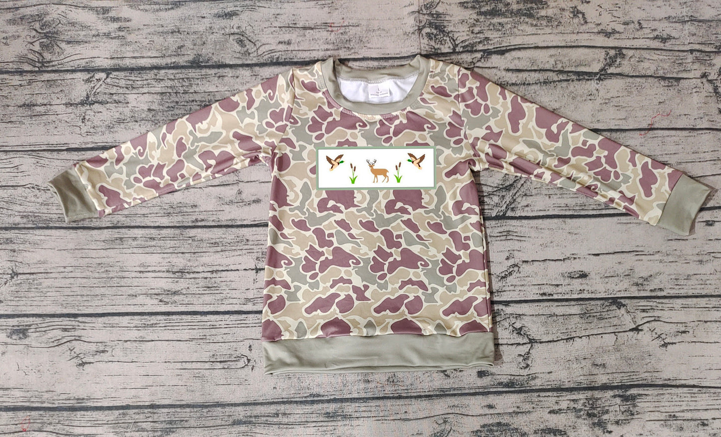 BT0378 deer bird camo top tee girl t-shirt RTS 20231026