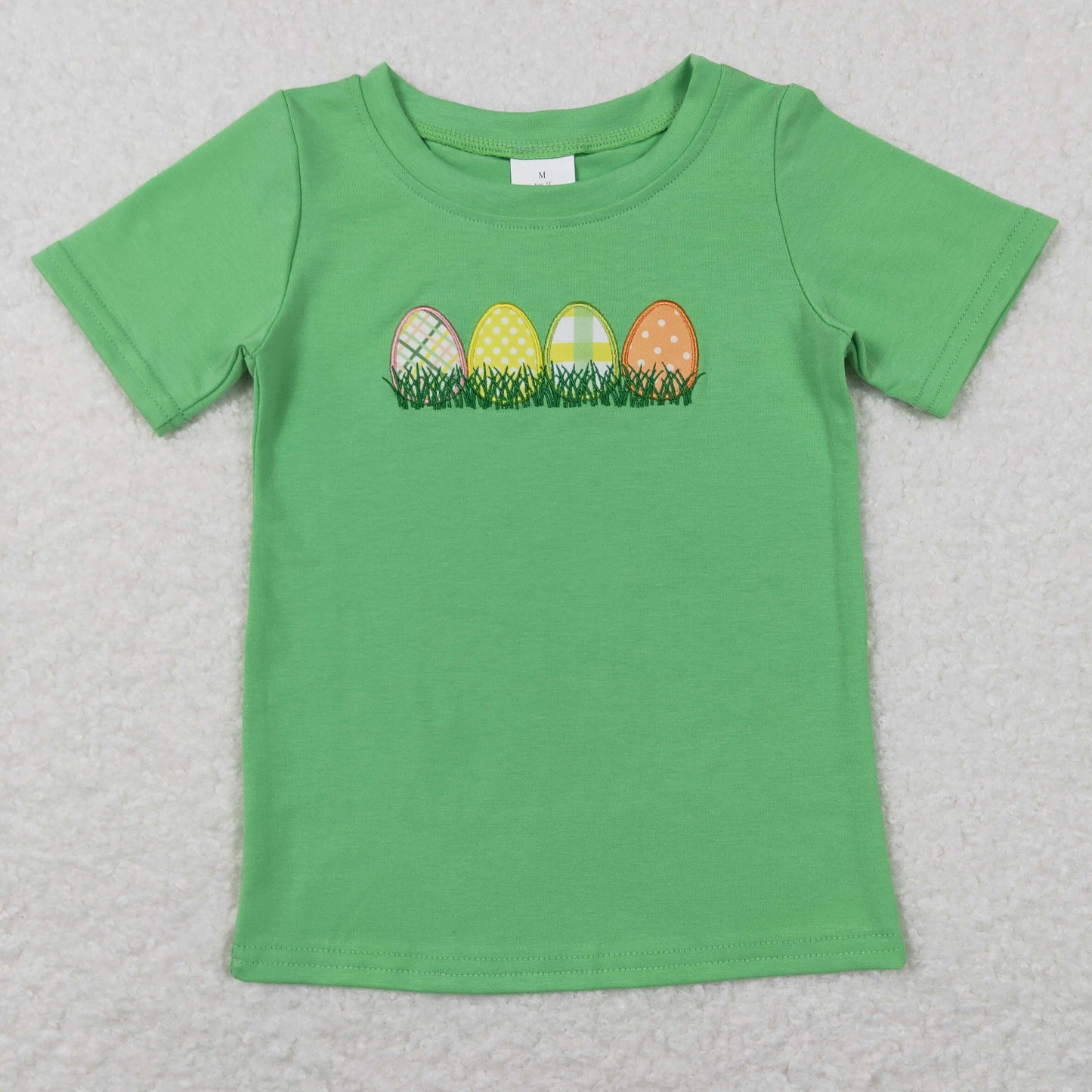 BT0427 bunny Easter Embroidery egg top tee girl boy t-shirt RTS 202312