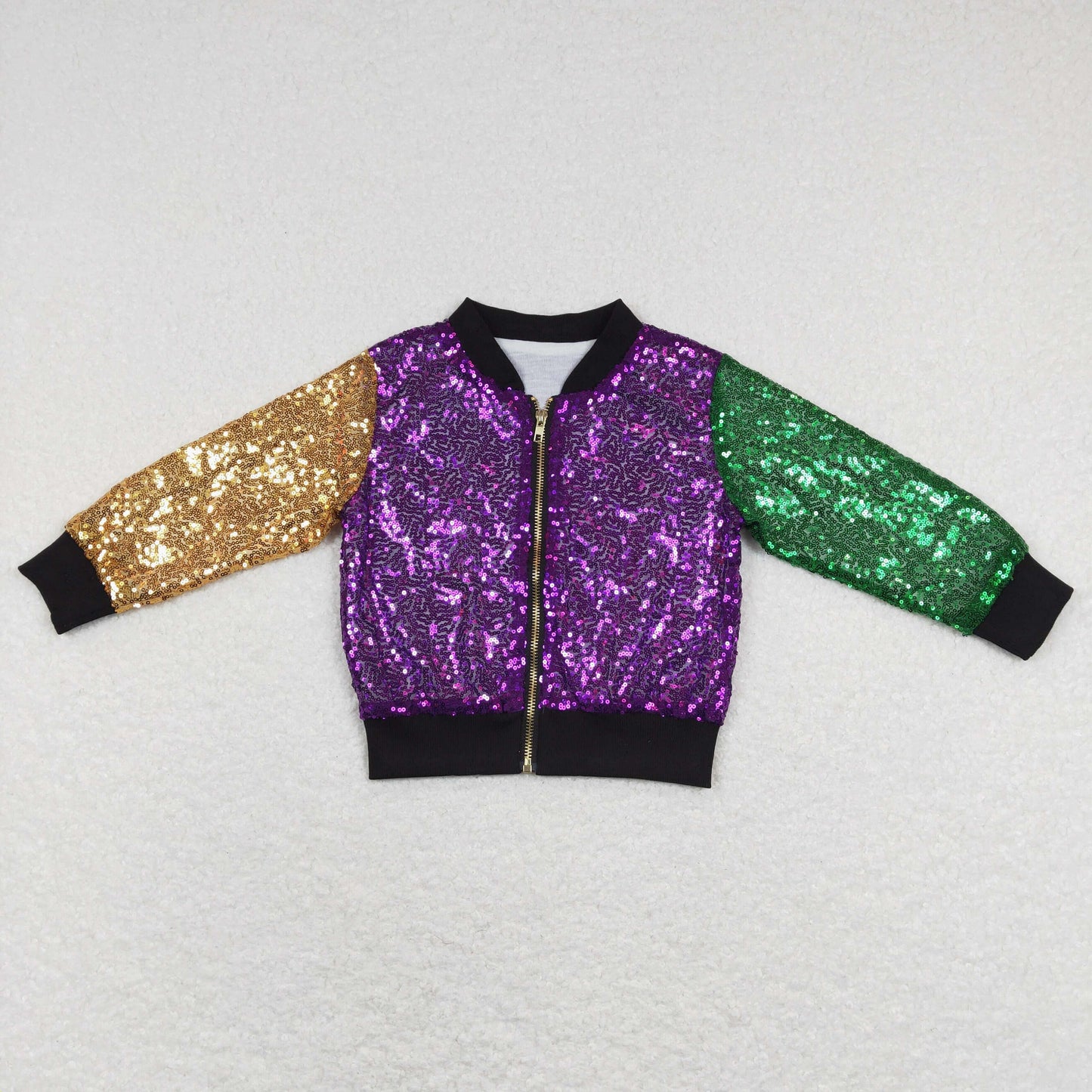 BT0451 western Sequin Mardi Gras Jacket golden purple green girl boy coat RTS 202401