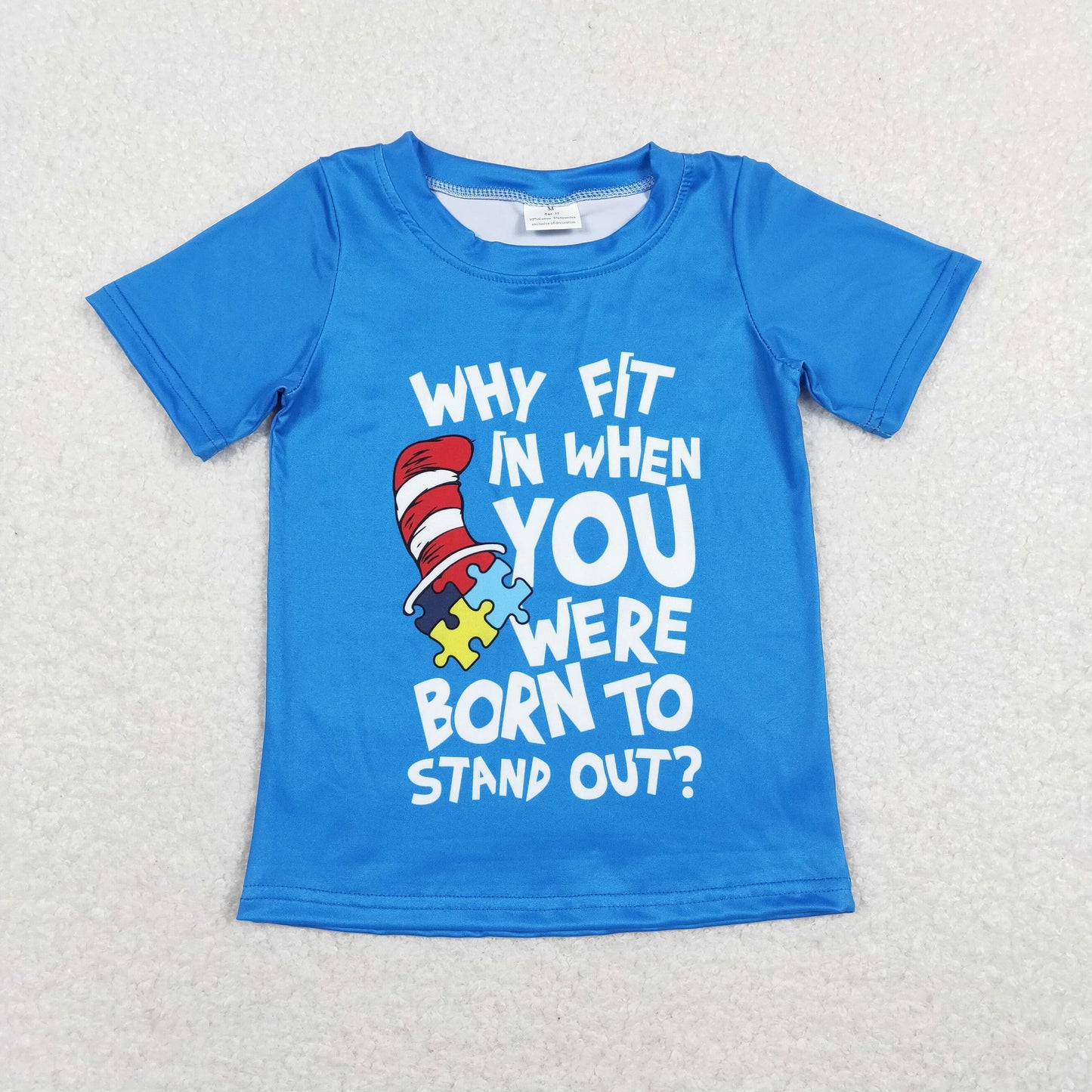 BT0479 western hat read cartoon top tee blue boy girl t-shirt RTS 202401