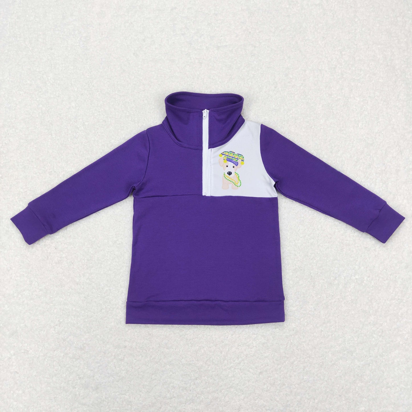BT0492 purple dog zip top button boy shirt 202401 RTS