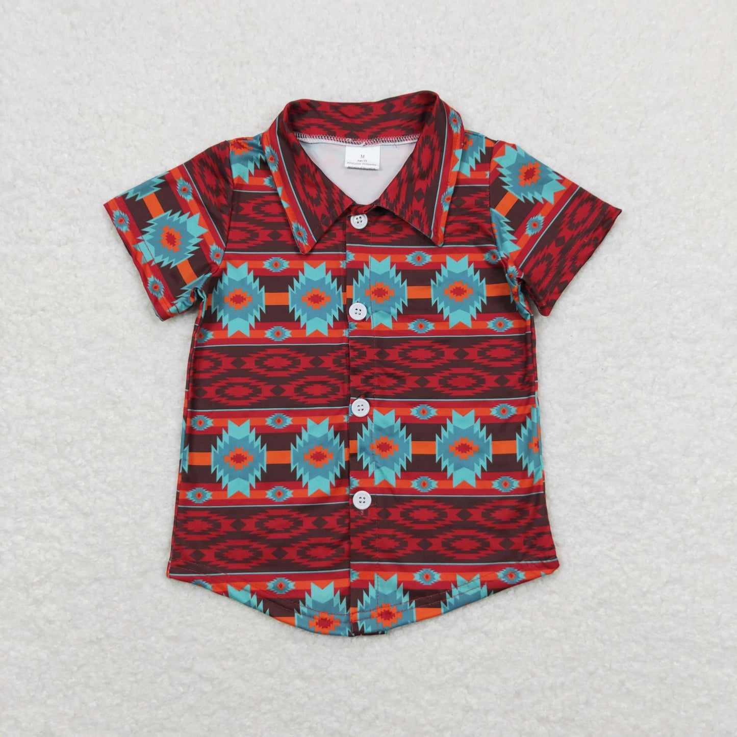 BT0582 Geometric western button boy top shirt 202404 RTS