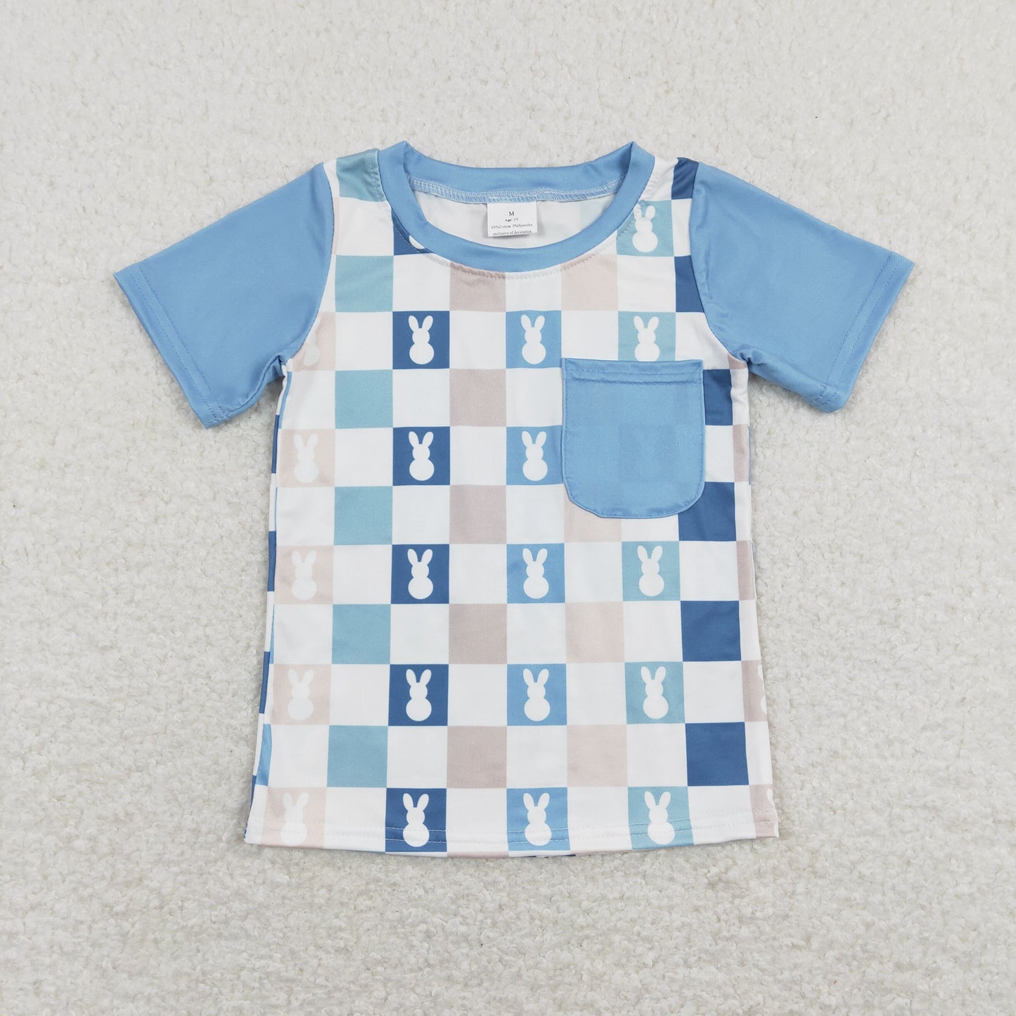 BT0590 top tee rabbit checkboard boy t-shirt RTS 202401