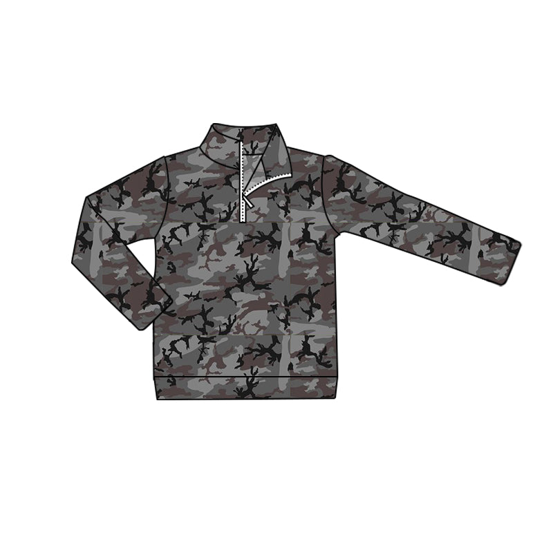 BT0718 preorder camo zipper western shorts boy shirts top 202405