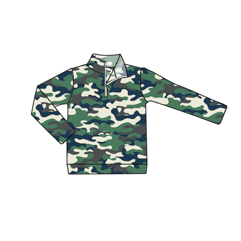 BT0720 preorder camo zipper western shorts boy shirts top 202405