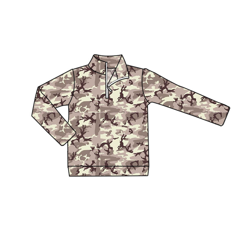 BT0721 preorder camo zipper western shorts boy shirts top 202405