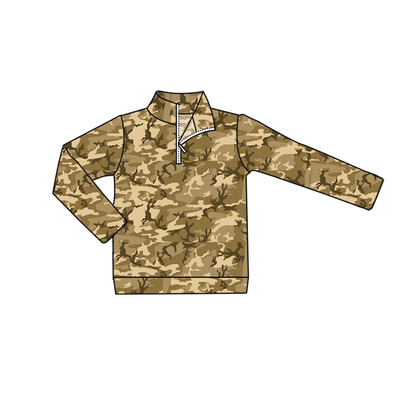 BT0722 preorder camo zipper western shorts boy shirts top 202405