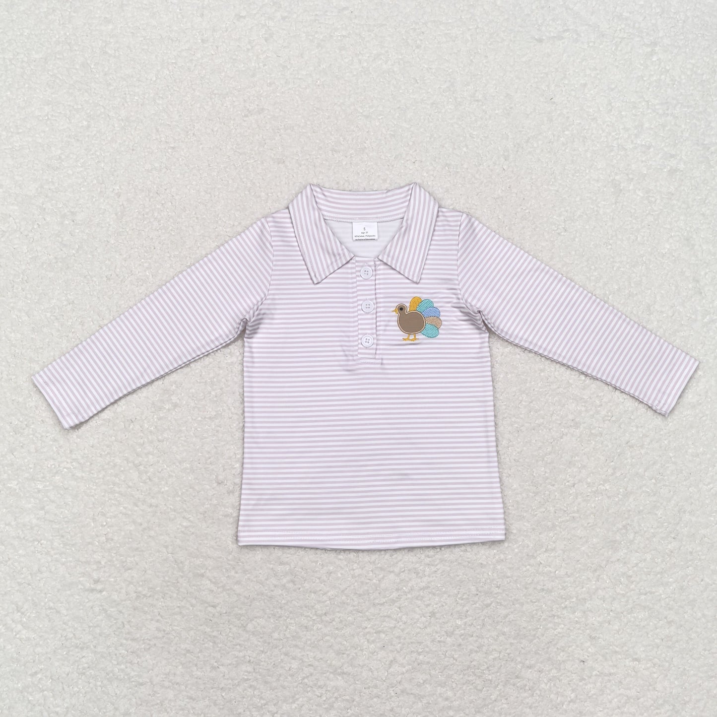 BT0807 girl bird embroidrey stripe Turkey T-shirt top 202407