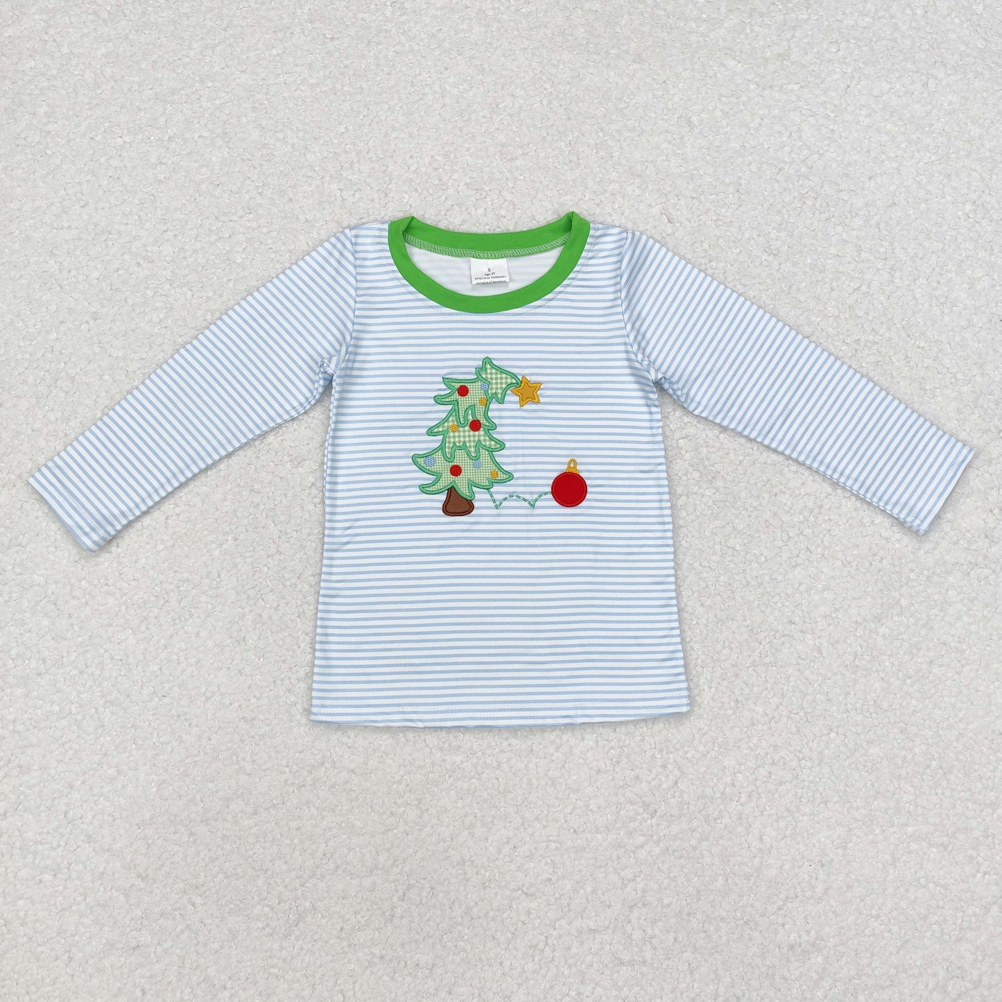 BT0809 embroidery Christmas tree preorder boy shirts top 202409 rts