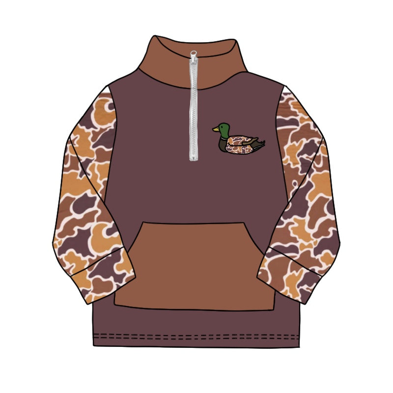 BT0925 preorder western camo duck zipper girl tee t-shirt top 202409
