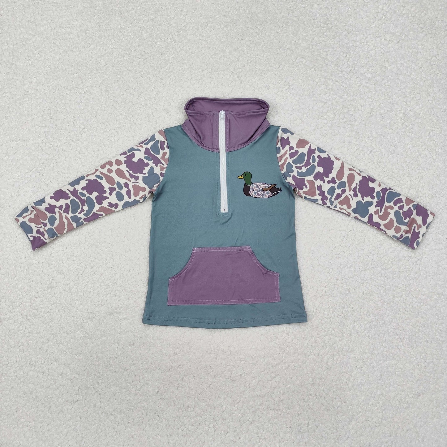 BT0928 RTS western camo duck zipper girl tee t-shirt top 202412