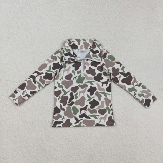 BT0955 long sleeve duck camo hunting dog hat zipper boy top coat pullover  202509 RTS