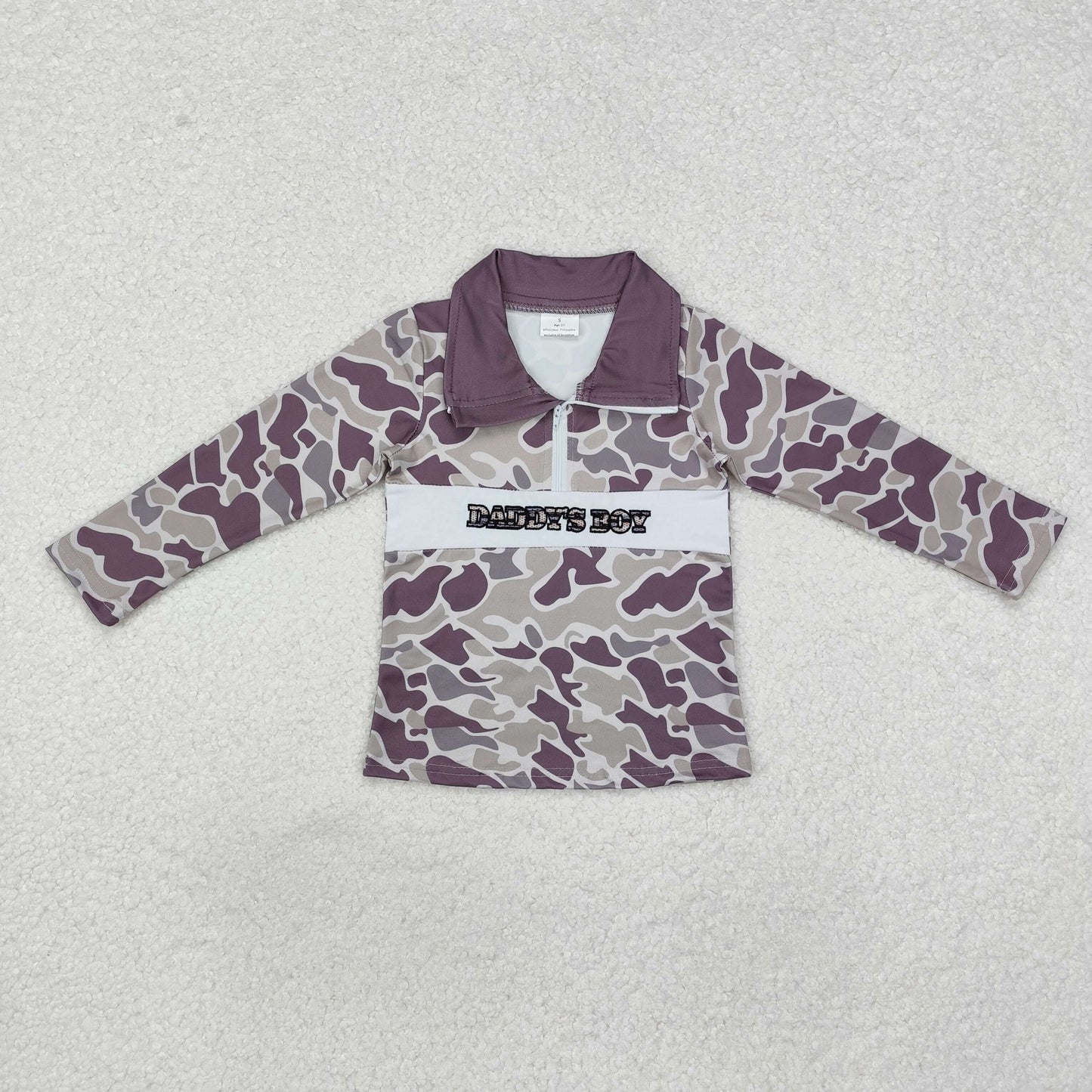BT1001 embroidery camo daddy's boy western long sleeve camo zipper top coat pullover 202411 RTS