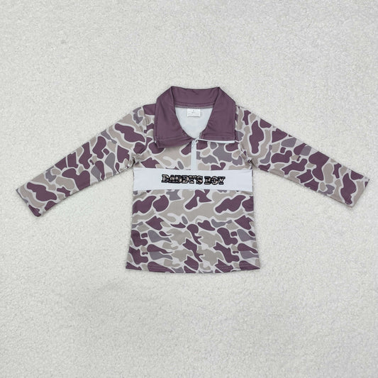 BT1001 embroidery camo daddy's boy western long sleeve camo zipper top coat pullover 202411 RTS