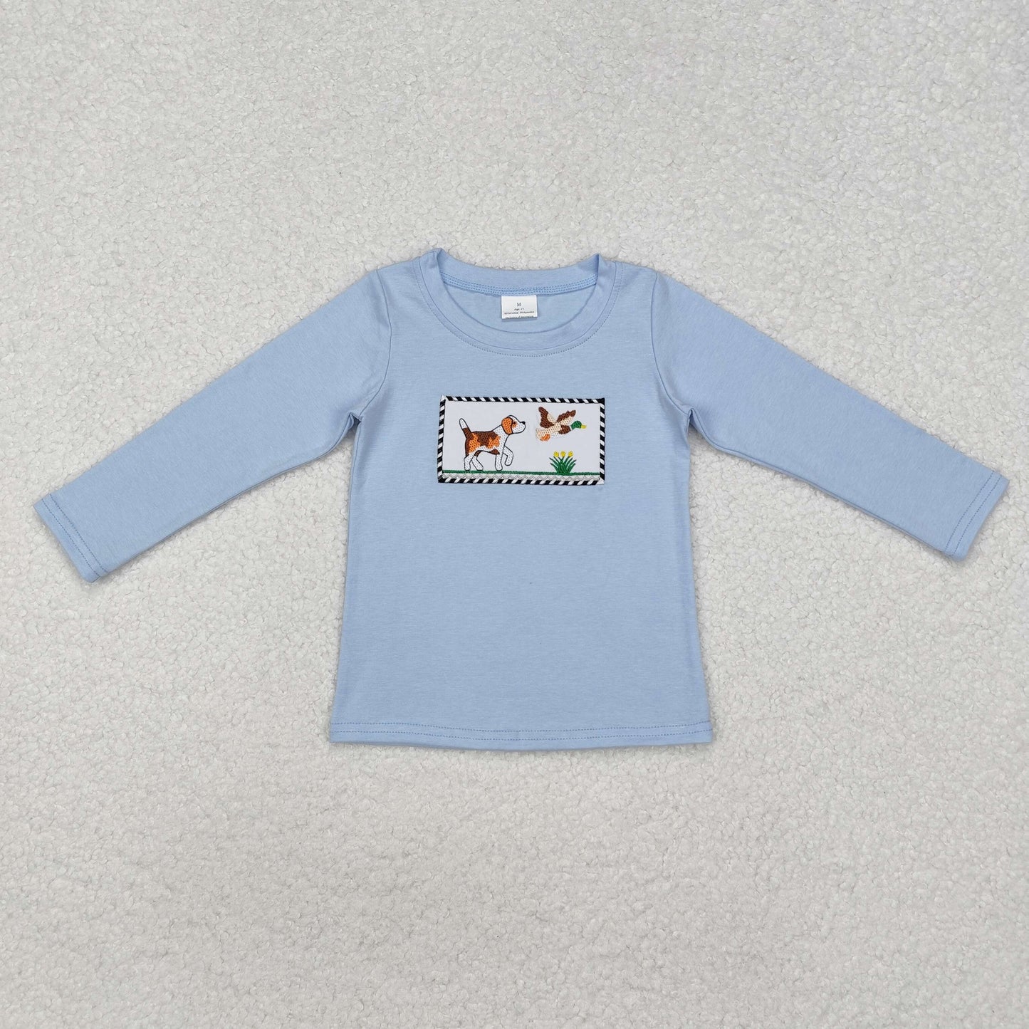 BT1007 embroidery western dog bird hunting boy top tshirts 202411 RTS