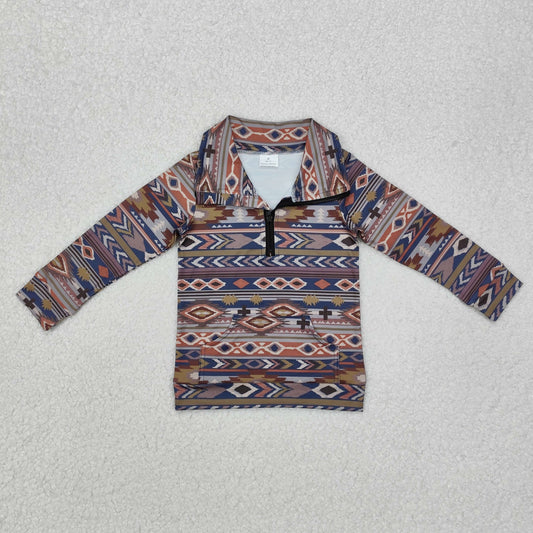 BT1066 western Geometric boy top coat pullover 202412 RTS