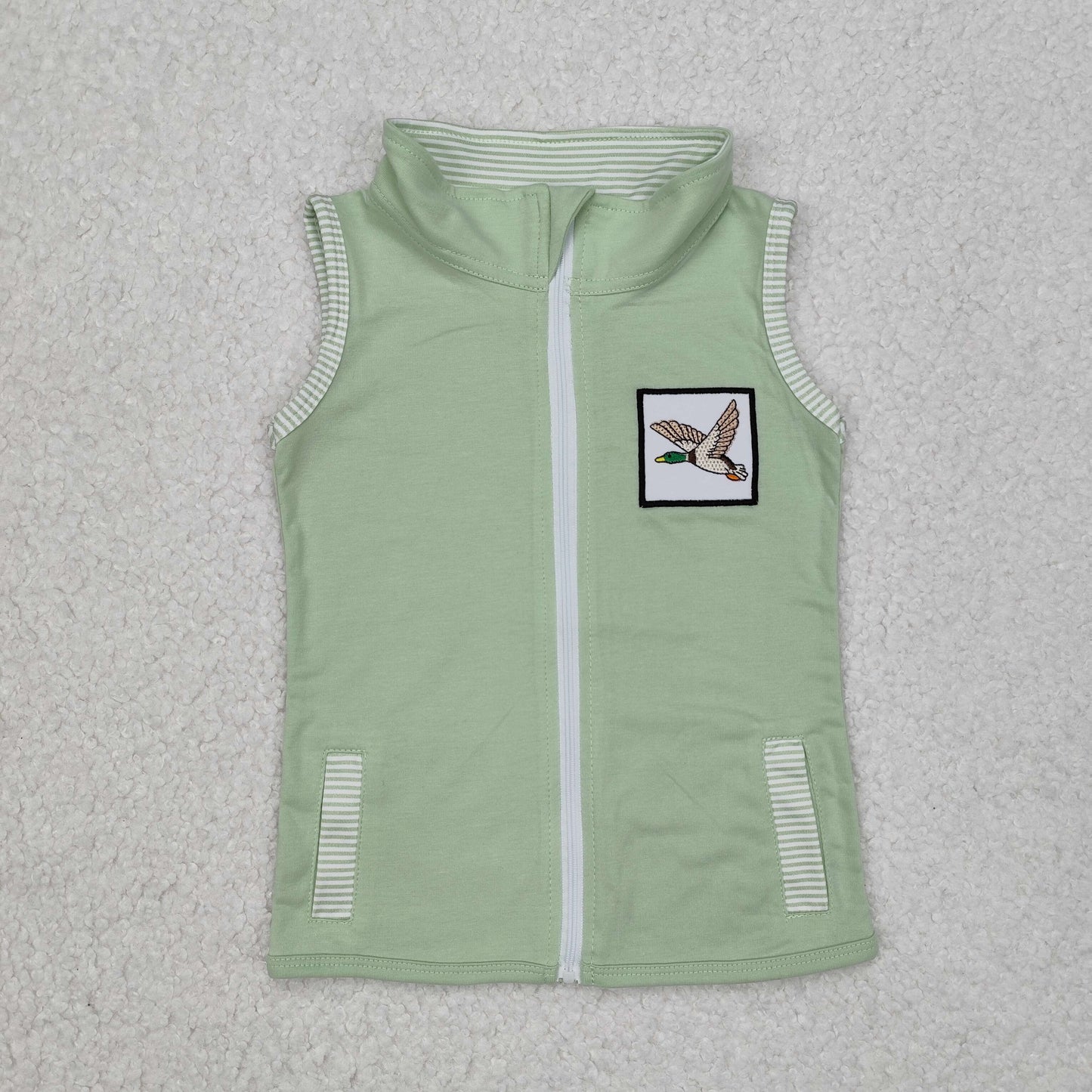 BT1071 embroidery duck Zipper vest T-shirt top 202412 RTS
