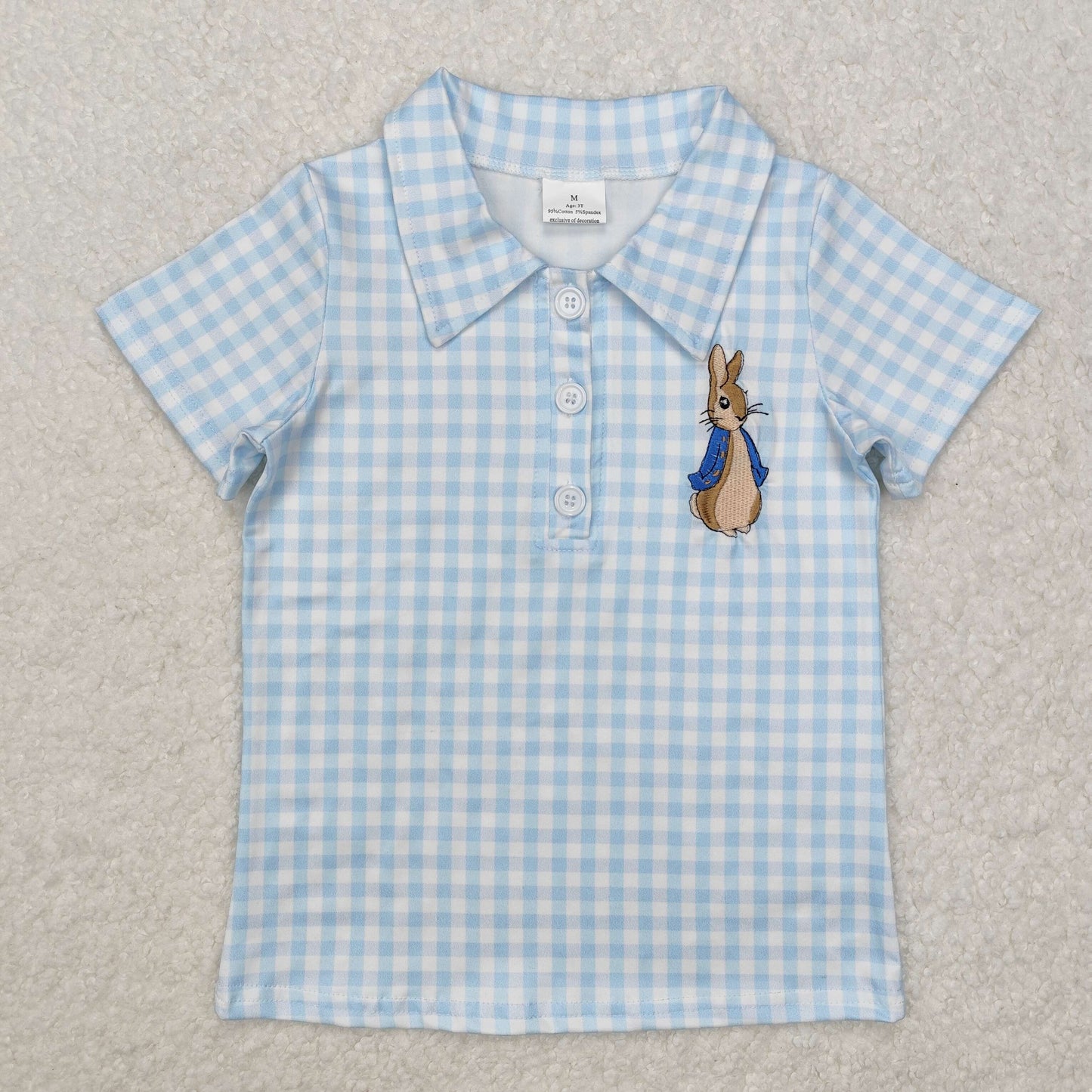 BT1095 western bunny embroidery Easter boy top tshirts 202501 RTS