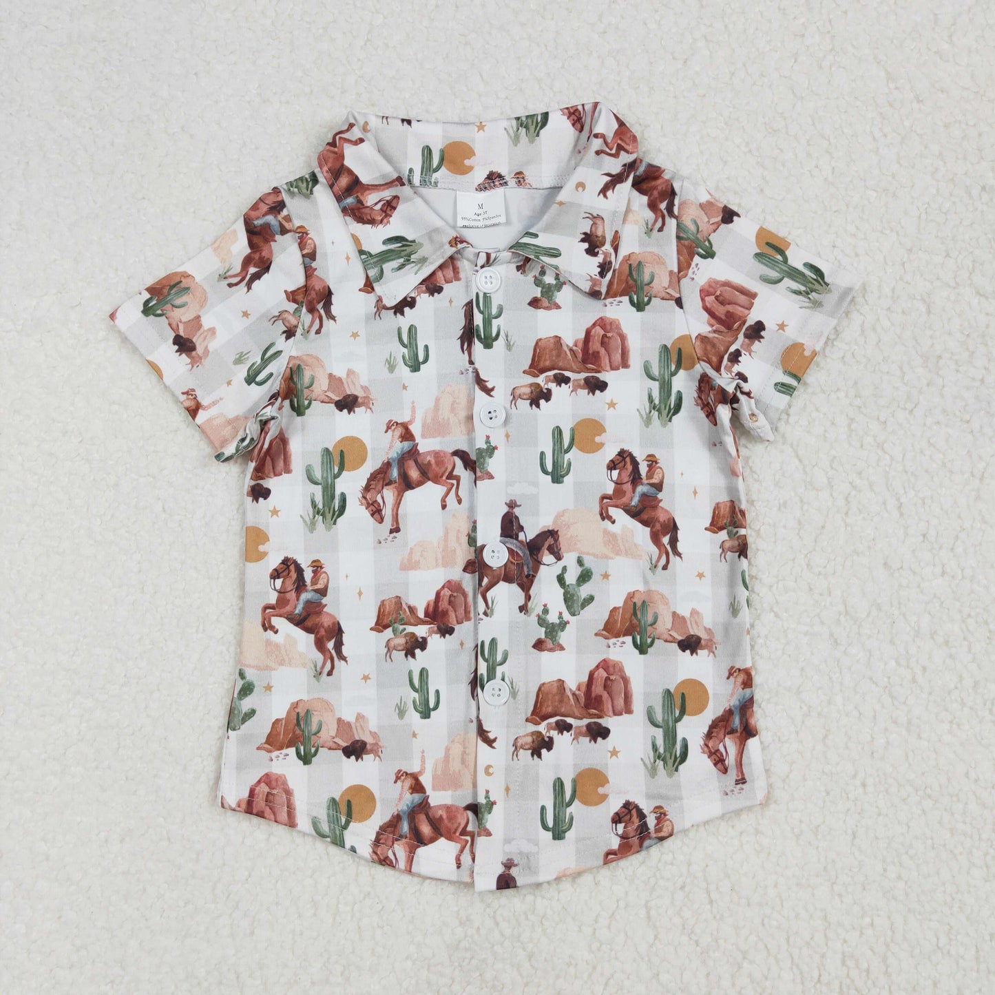 BT1155 western horse cowboys boy buttons top tshirt 202502 RTS