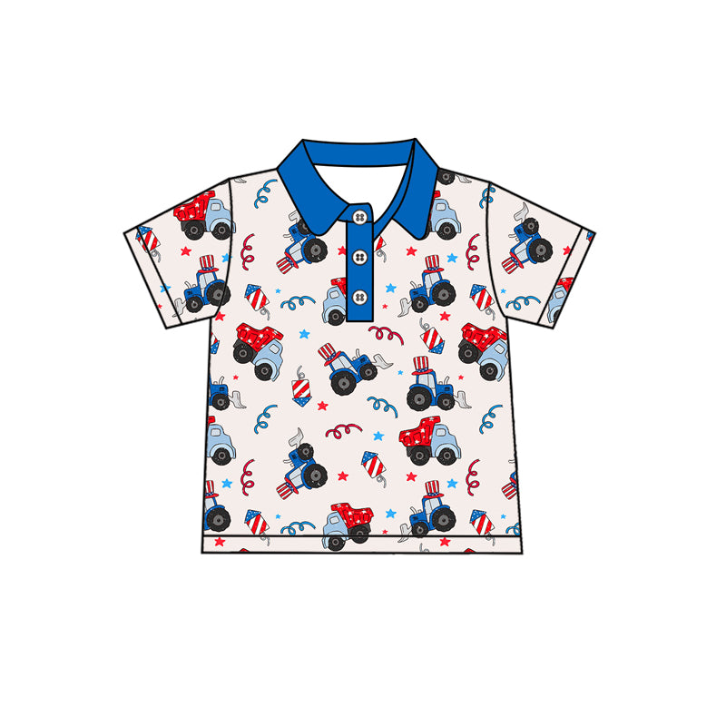 BT1163 tractor 4th July boy summer tshirt top 202501 preorder
