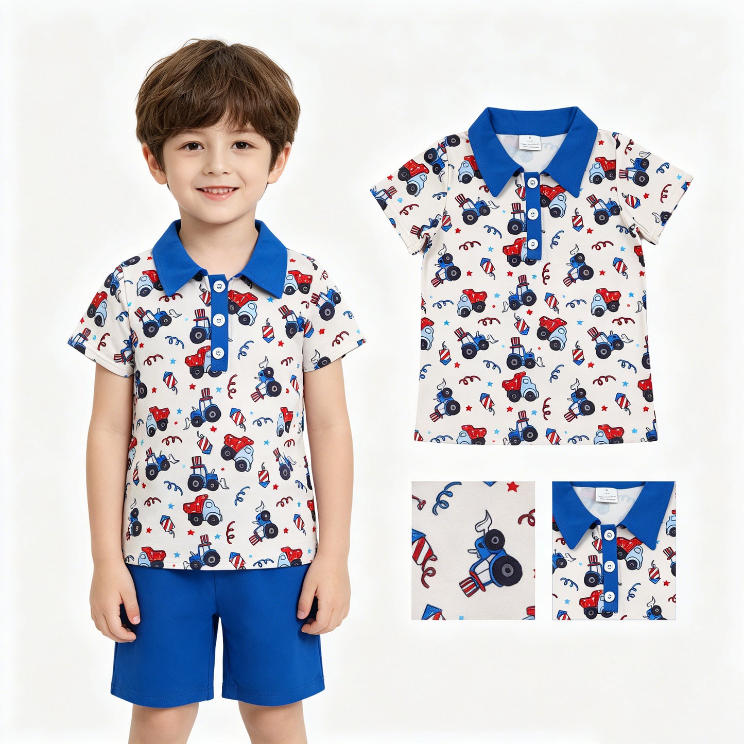 BT1163 tractor 4th July boy summer tshirt top 202505 RTS