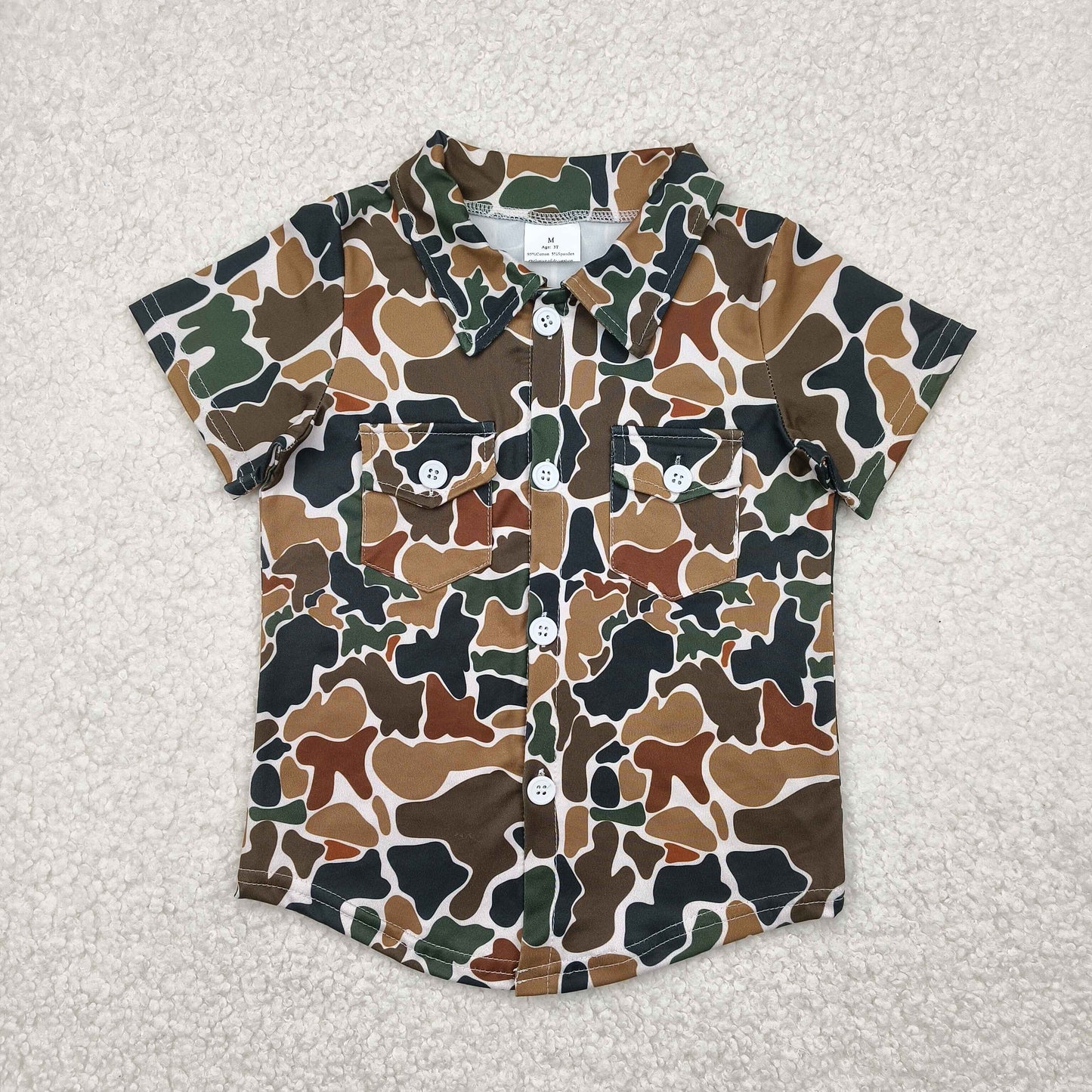 BT1200 camo  western cartoon car boy buttons top t-shirt 202504 RTS