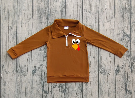 BT1265 embroidery Thanksgiving turkey western girl top  pullover 202507 preorder