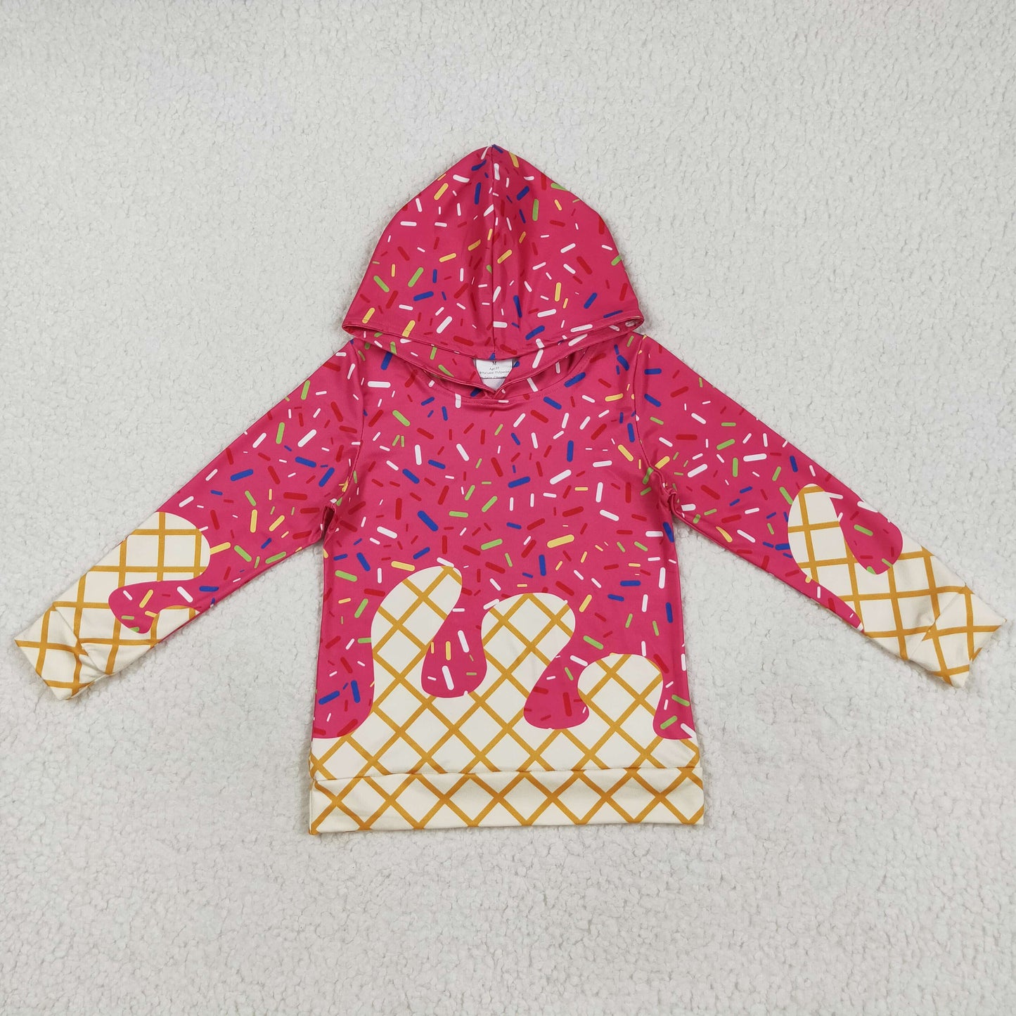BT1271 embroidery western splatter ice cream drip girl hoodie top coat camo pullover 202507 RTS