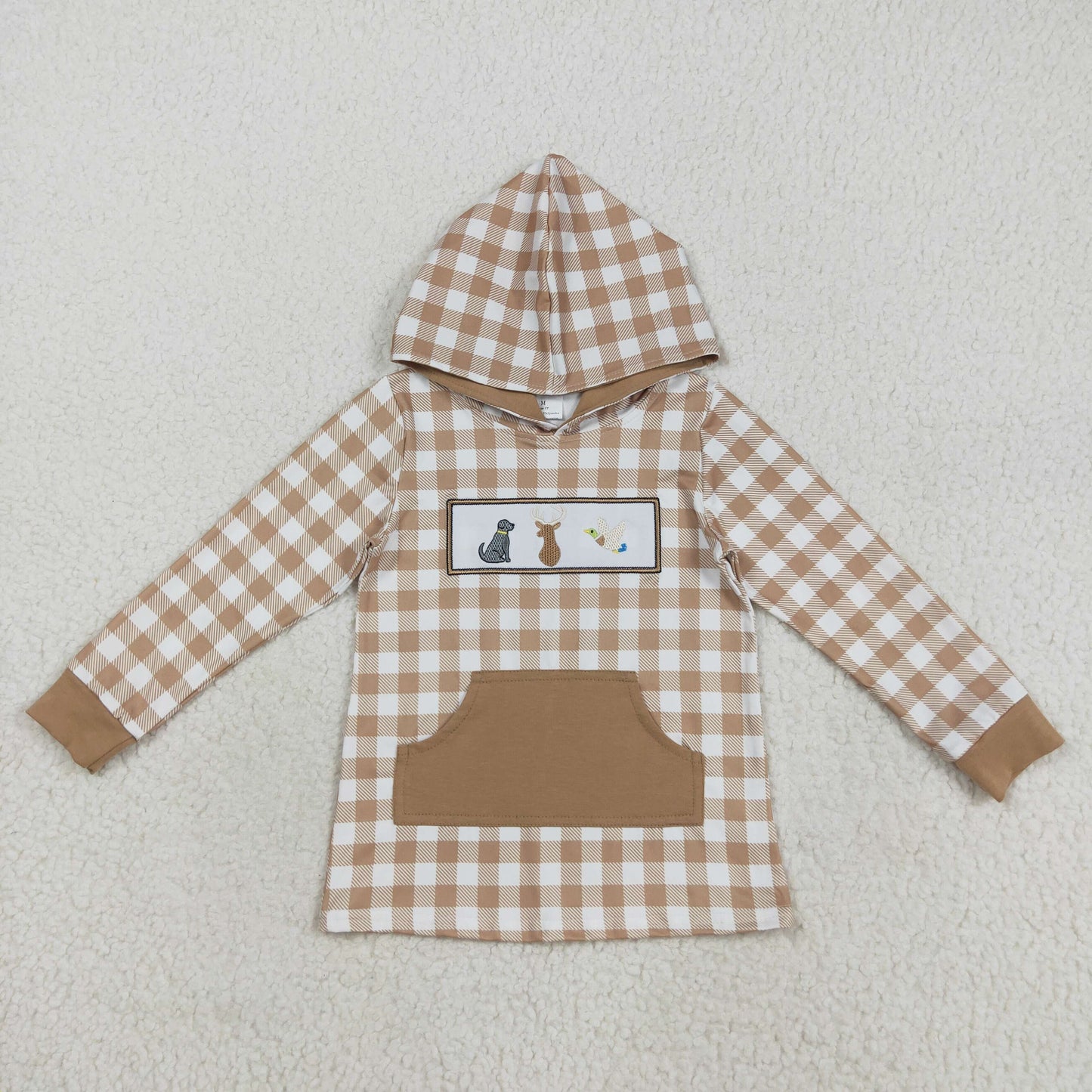 BT1285 embroidry dog deer duck long sleeve boy hoodie top coat camo pullover 202508 RTS