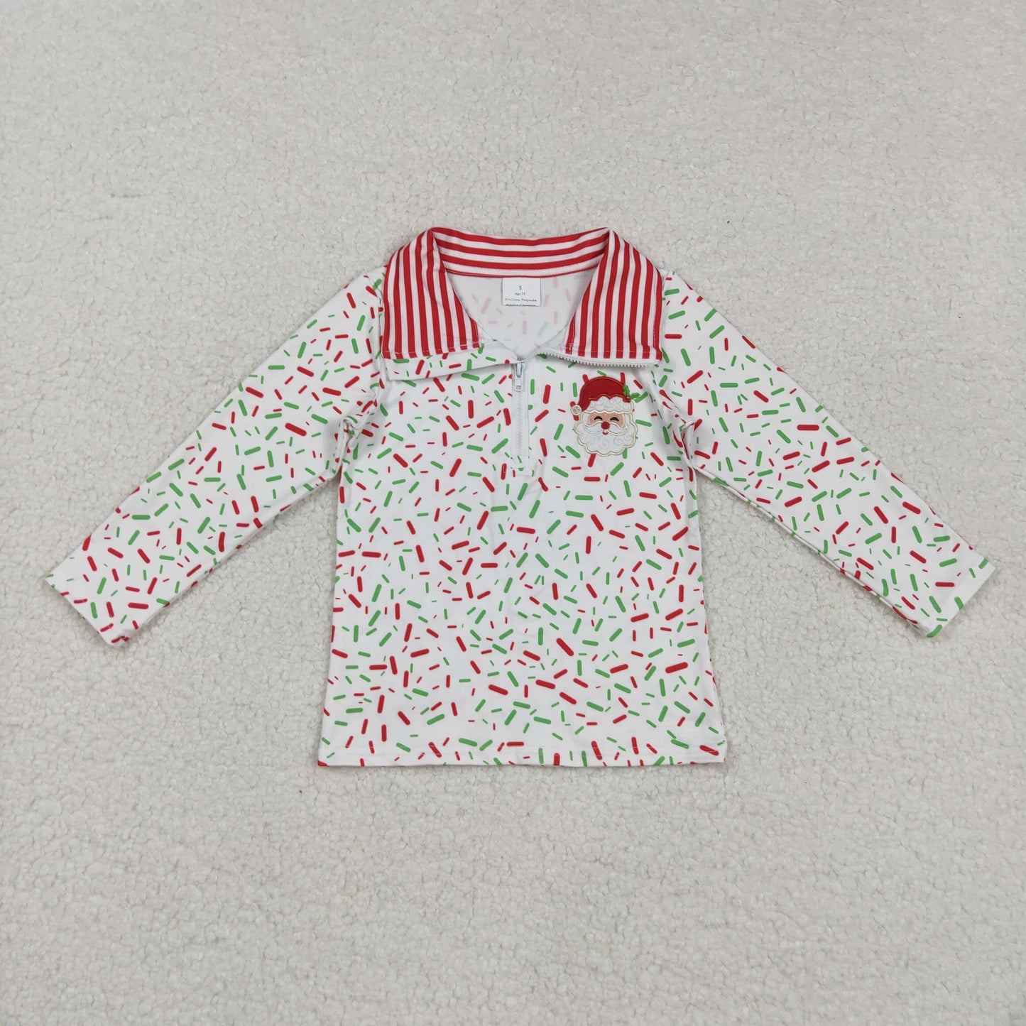 BT1294 embroidery Christmas splatter ice cream drip western girl top pullover 202507 RTS