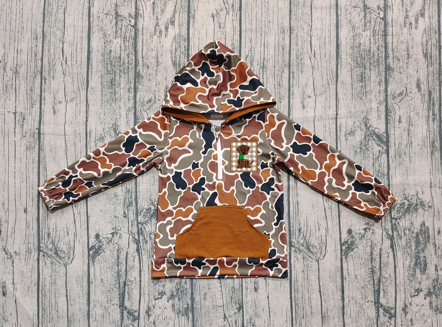 BT1300 embroidery dog long sleeve boy hoodie top coat camo pullover 202508 preorder