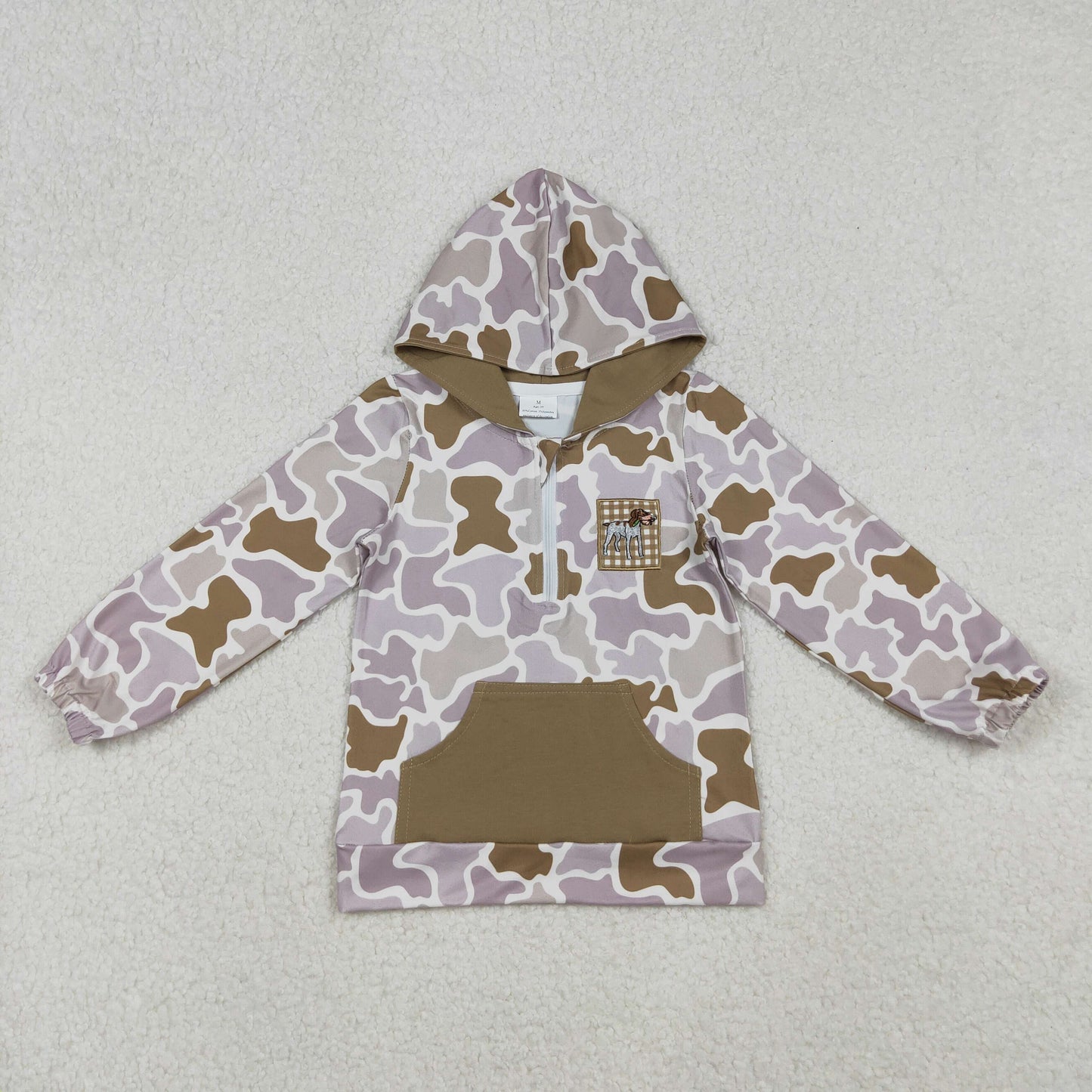 BT1302 embroidery dog long sleeve boy hoodie top coat camo pullover 202509 RTS